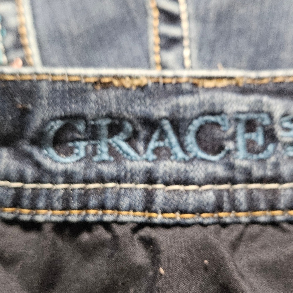 Grace in LA Floral Embroidered Skinny Jeans Womens 26x29 Boho Chic Festival - Picture 3 of 8